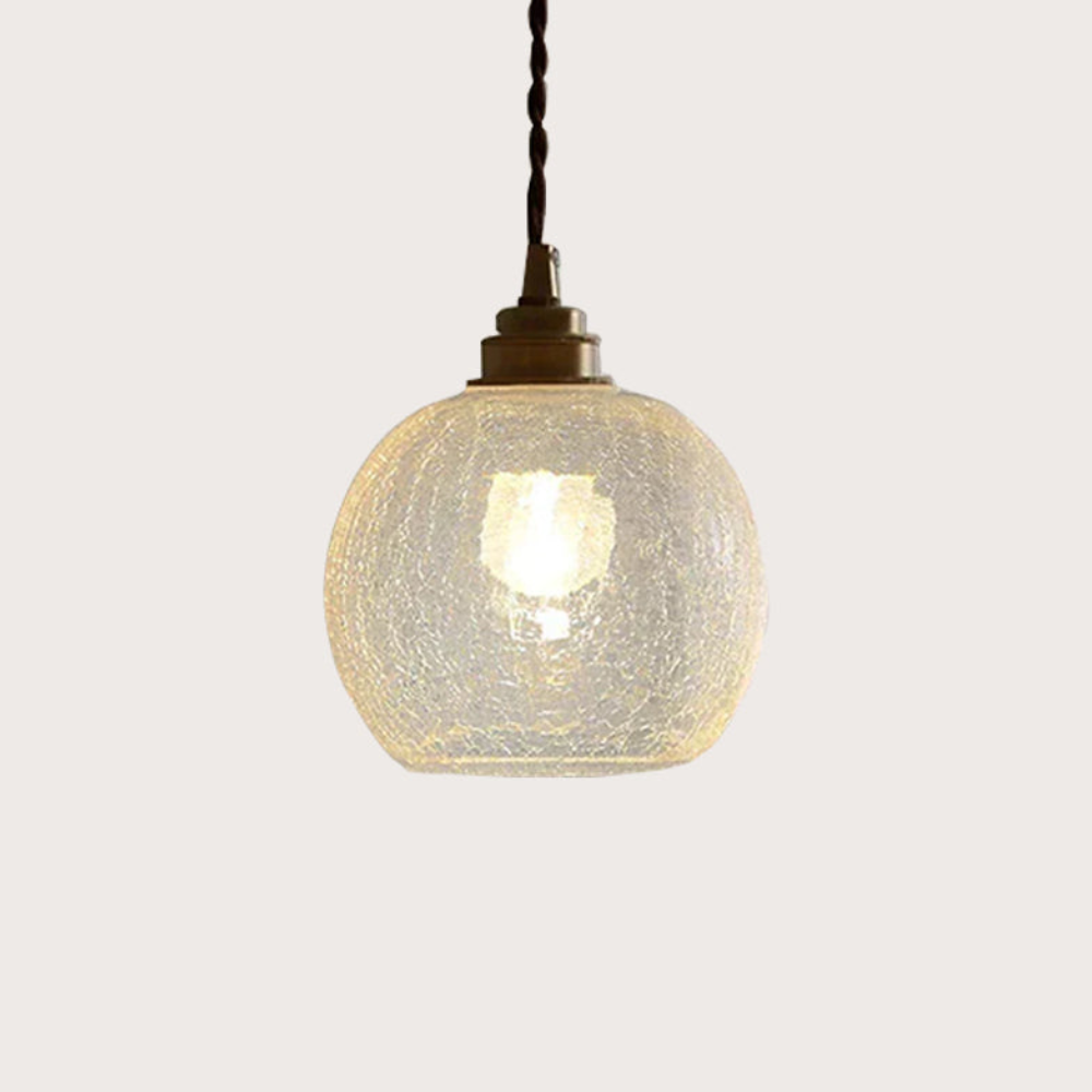 Hanging Ceiling Lamp with Rippled Crystal Glass - Retro Industrial