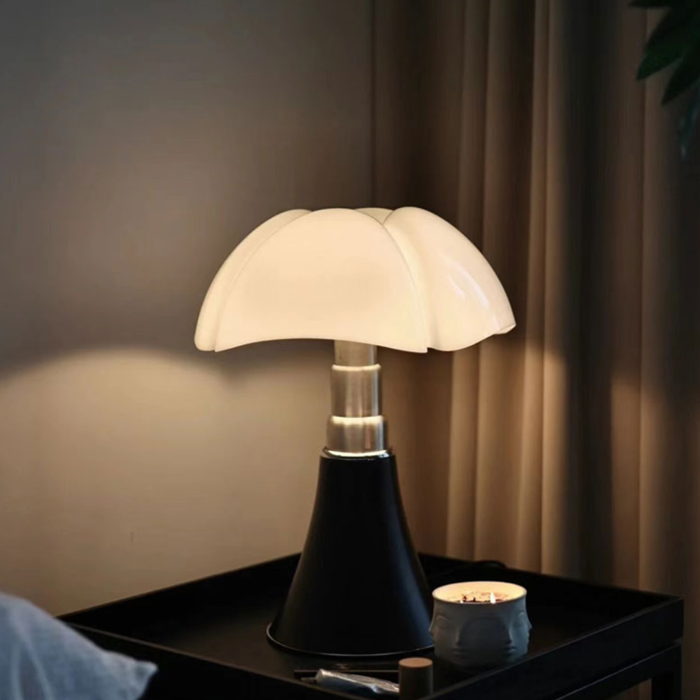 Mushroom Table Lamp with Four Lobe Shade - Mid Century Modern Style