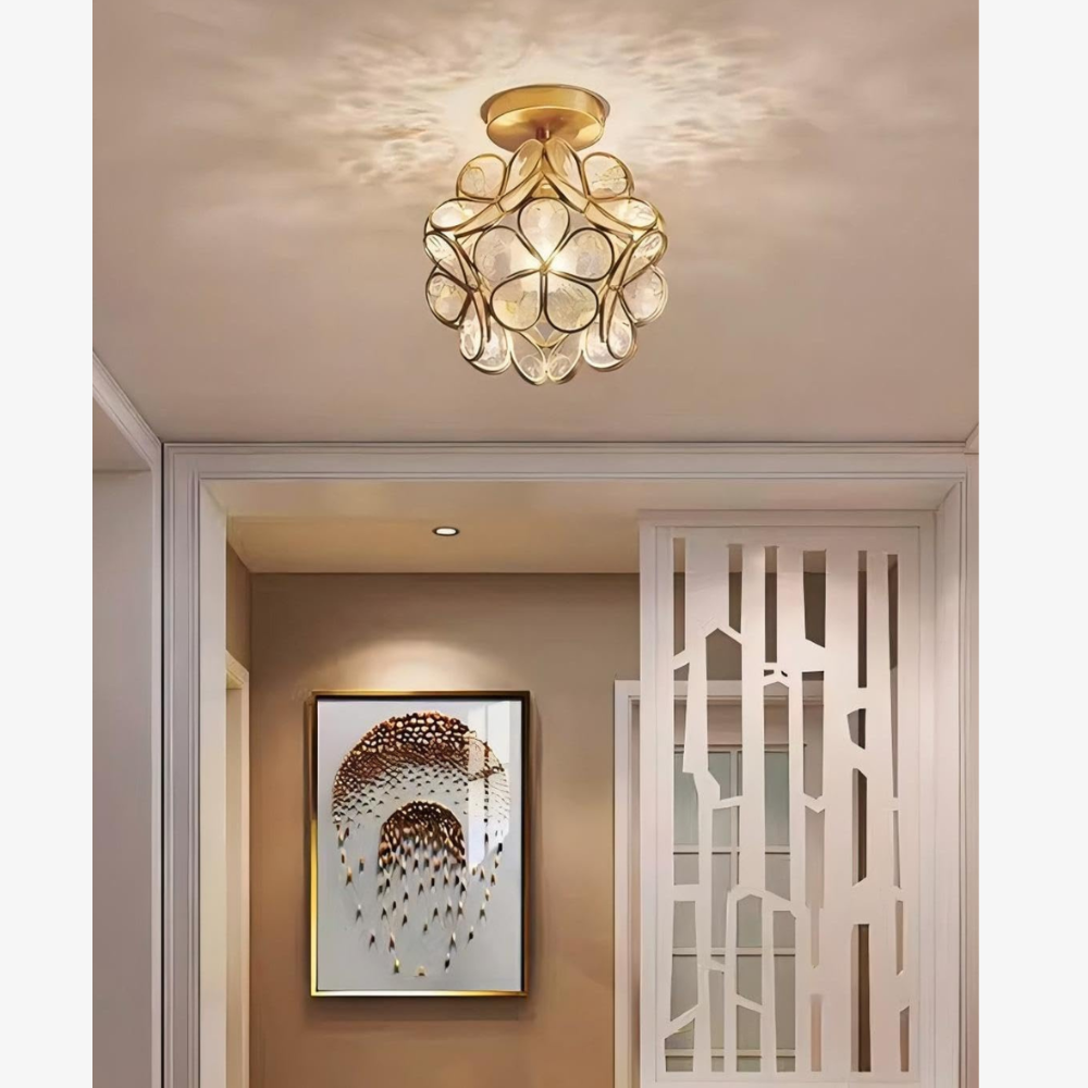 Floral Flush Mount Ceiling Light - Petal Design Acrylic Globe