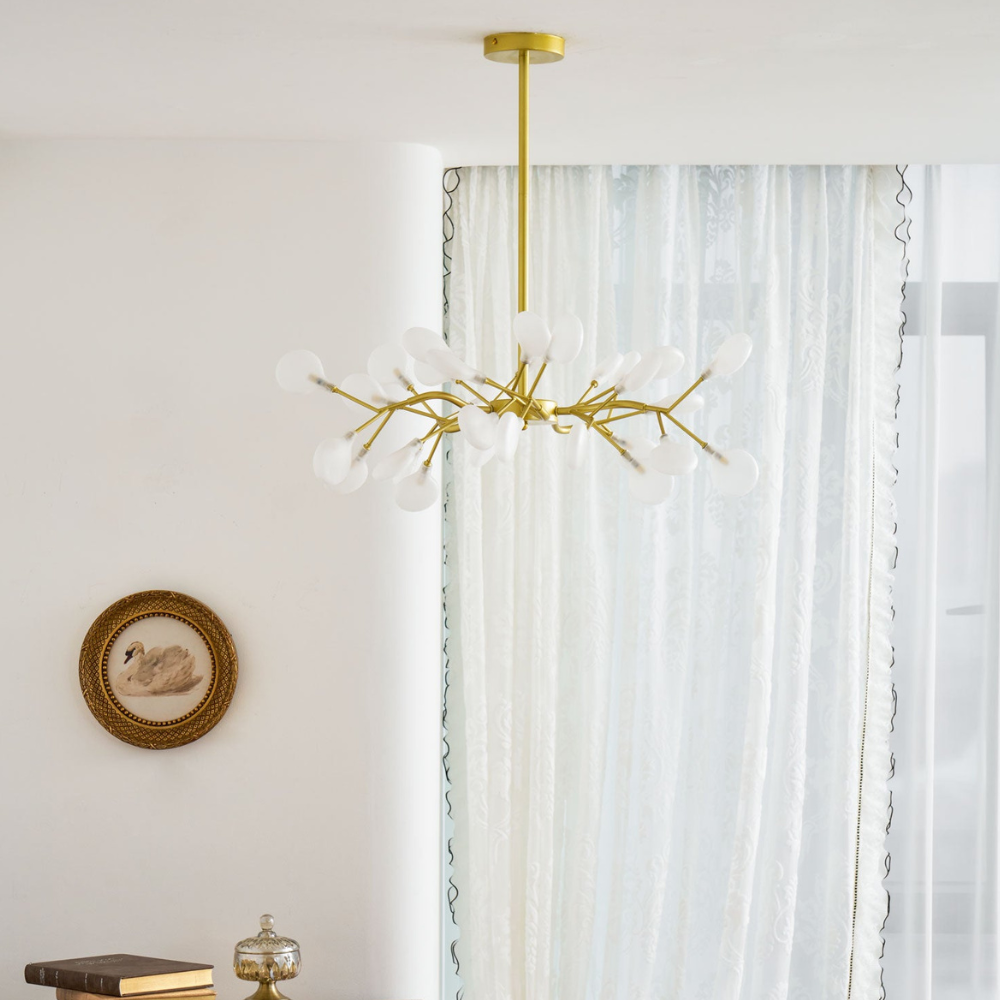 Sputnik-Kronleuchter mit Glasblütenzweigen – Modernes Mid-Century-Design