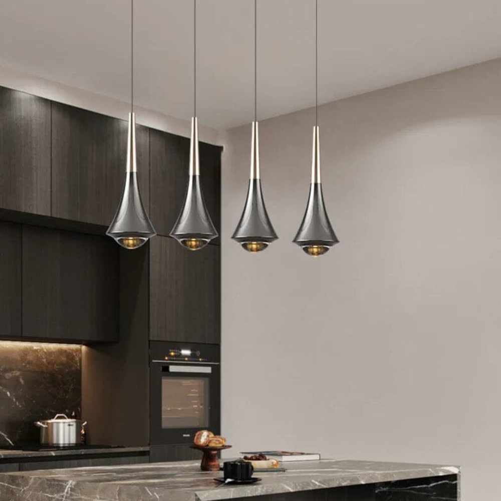 Teardrop Aluminium-Hängeleuchte mit Glasfuß – Modernes Wassertropfen-Design