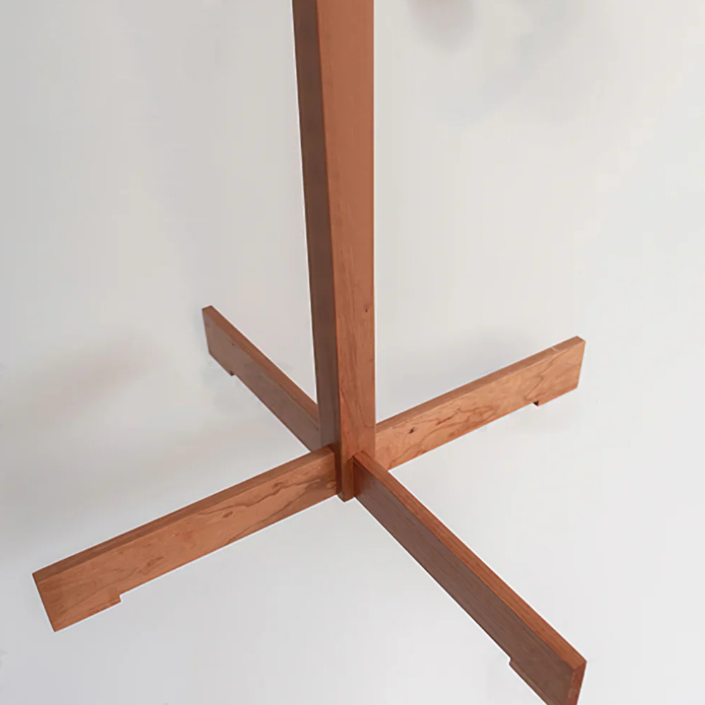 Vintage floor lamp with Fabric Shade and Artisanal Wooden Pole - Contemporary Sconce