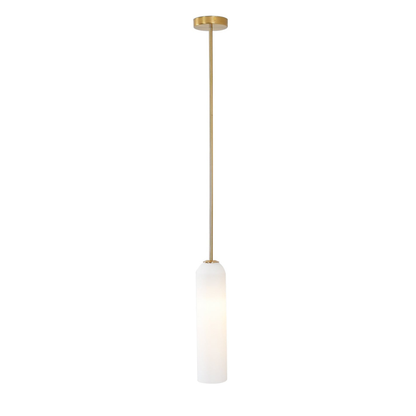 Cylinder Glass Pendant Light with Metal Downrod - Modern Art Deco