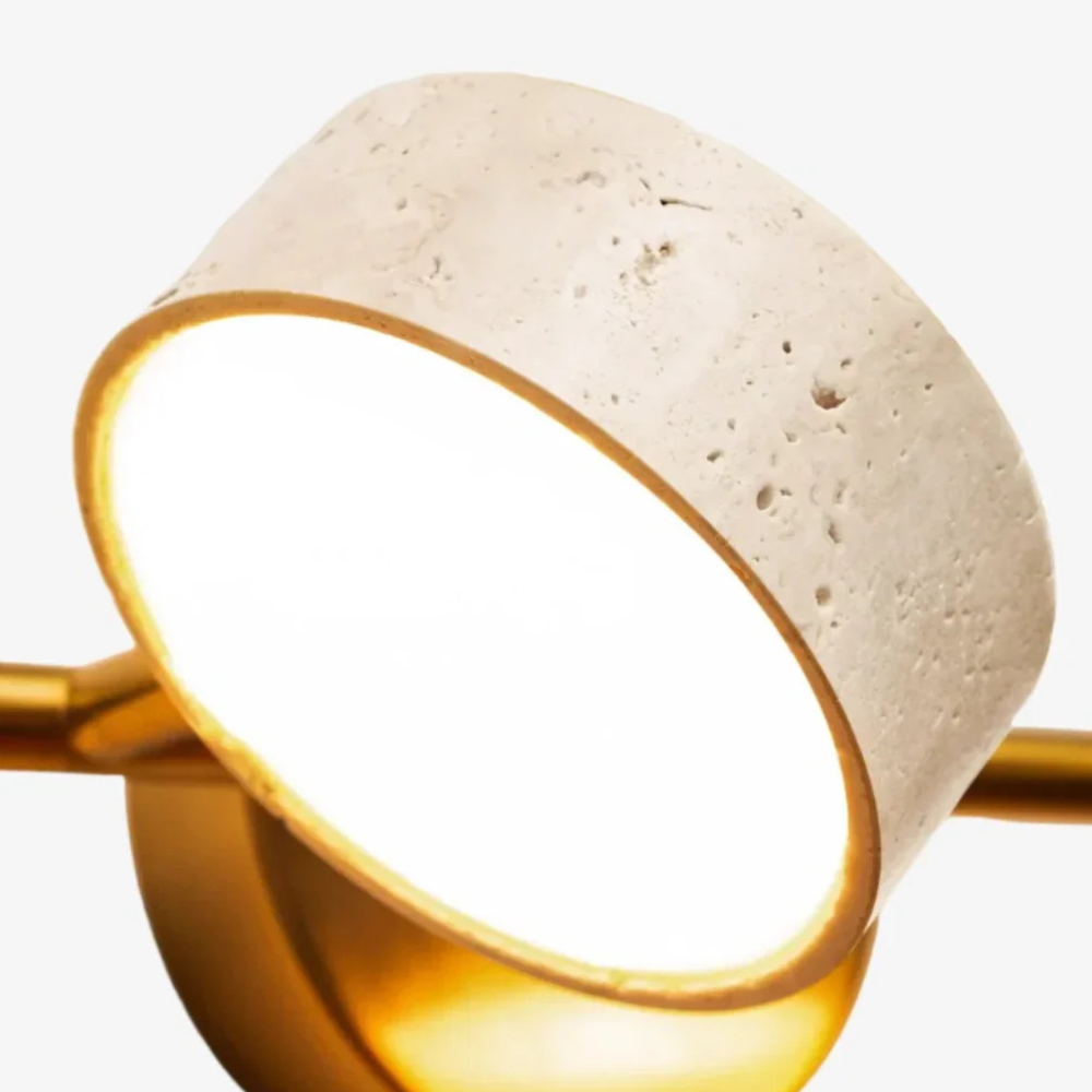 Appliques LED pour coiffeuse avec têtes rotatives et pierre de travertin - Architecturales