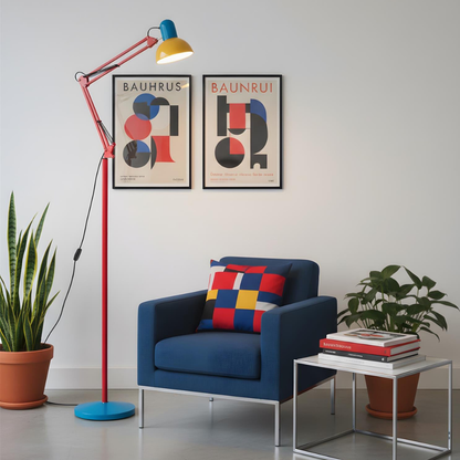 Adjustable Floor Lamp – Memphis Style with Spring-Balanced Articulated Arm and Metal Dome Shade