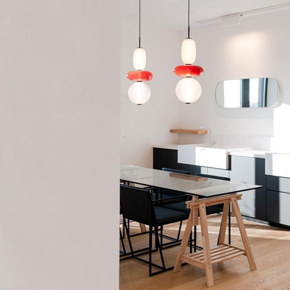 Stacked Glass Pendant Light with Geometric Tiers - Art Deco Style