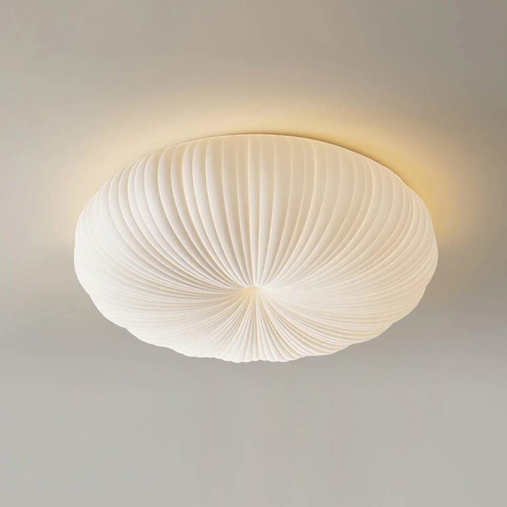 Flush Mount Ceiling Light with Pleated Shade - Modern Scandinavian LED