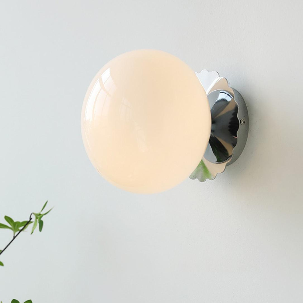 Frosted Sphere Wall Light with Metallic Base - Modern Vintage Design