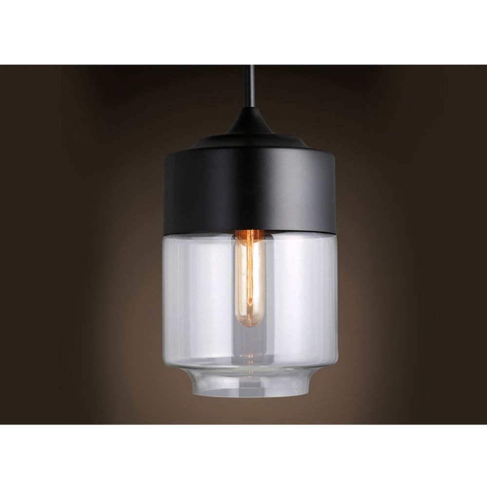 Modern Smoky & Clear Glass Pendant Light - Geometric Glass Pendant Lights