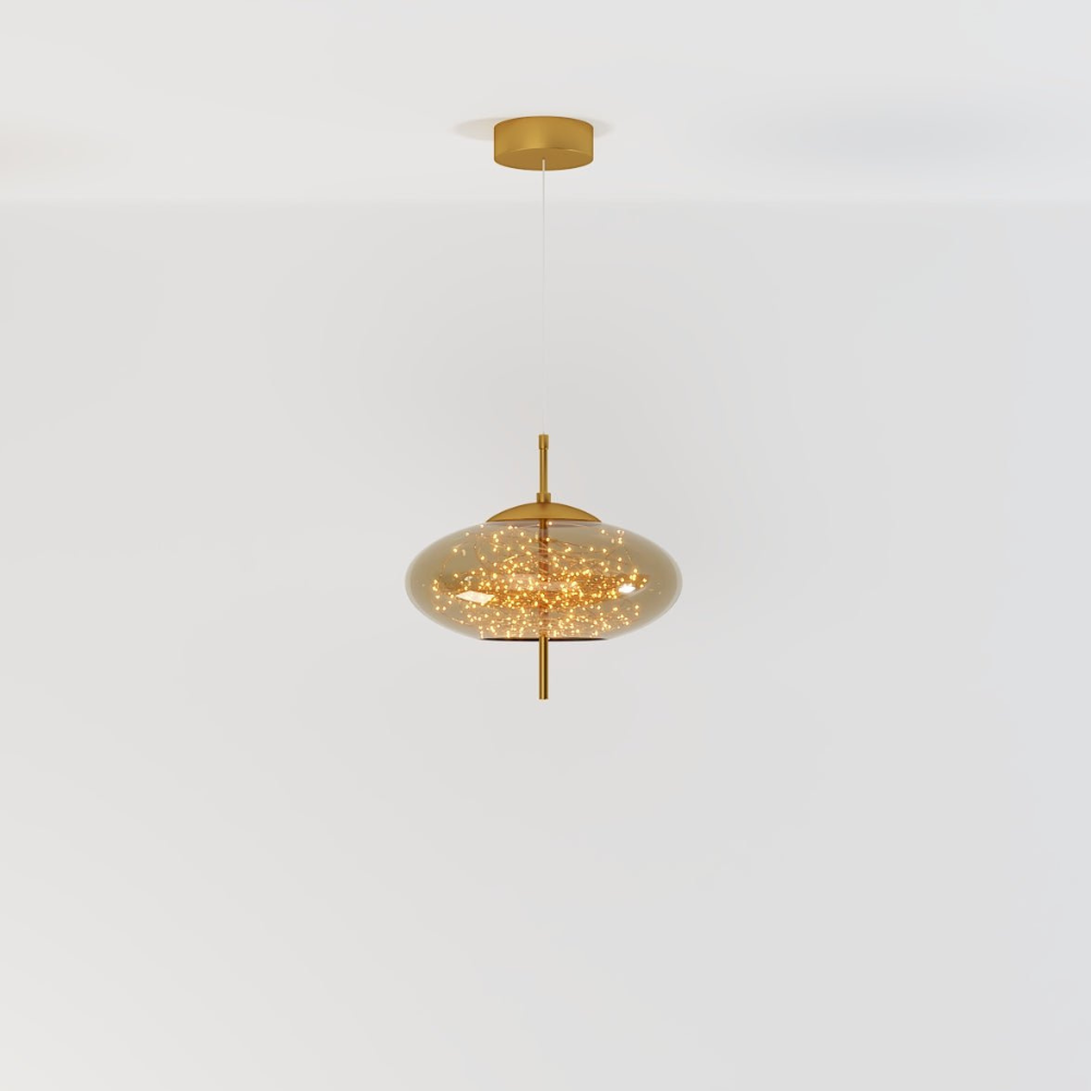 Glass Pendant Light with Smoky Shade and Starlights - Modern Style