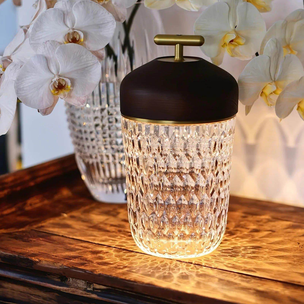 Rechargeable Glass Accent Light with Crystal Body - Modern Decorative