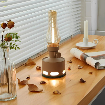 Mid-Century Modern Rechargeable LED Lantern - Vintage Battery Table Lamp