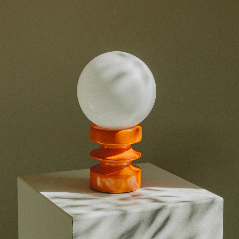 Table Lamp with Frosted Glass Globe Shade - Modern Mid Century Retro