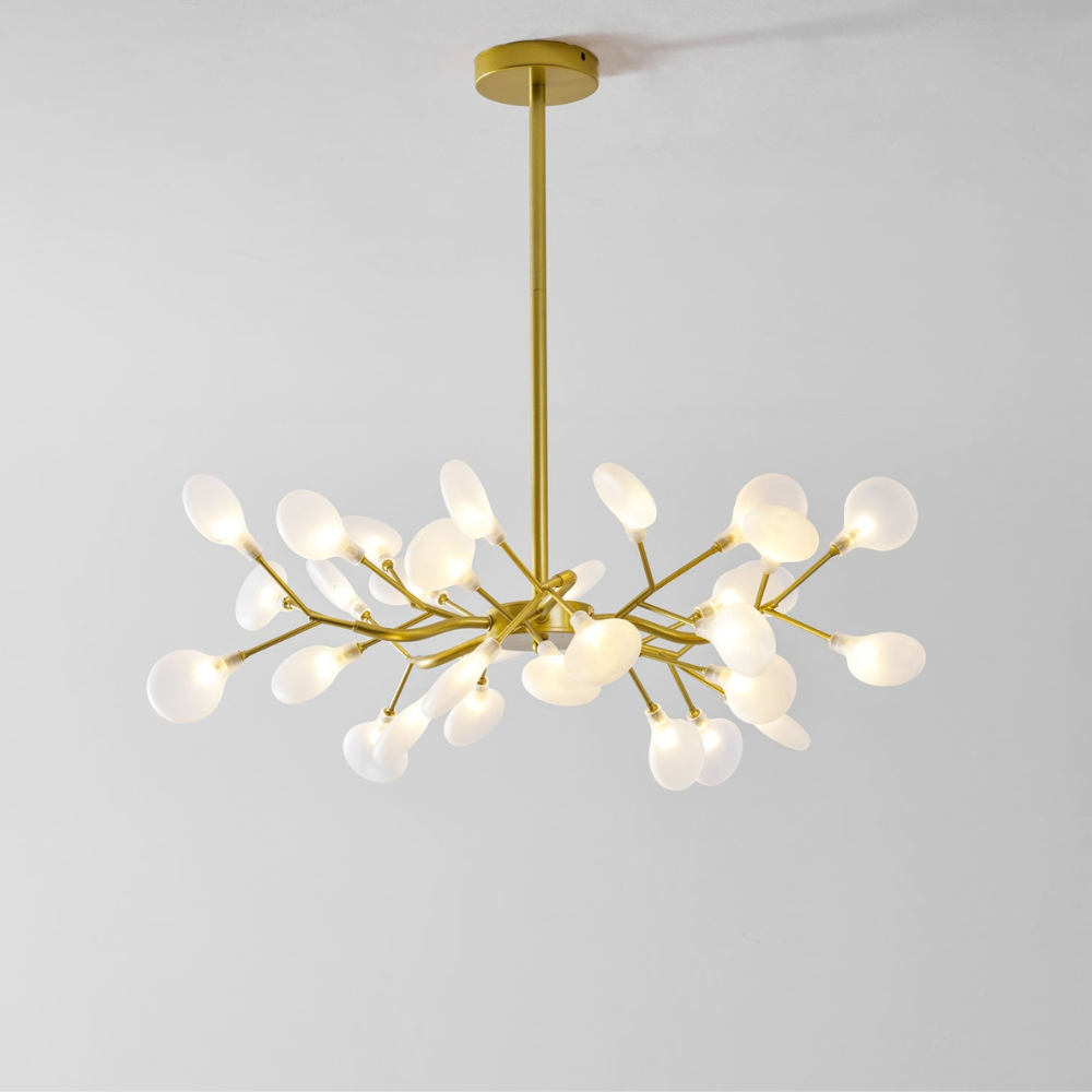 Sputnik-Kronleuchter mit Glasblütenzweigen – Modernes Mid-Century-Design