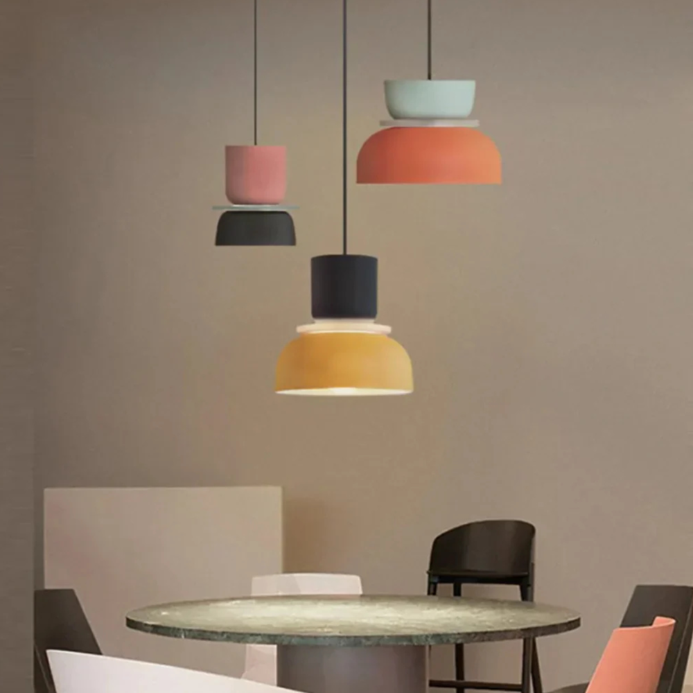Hängelampe mit gestapelter Schale und mattem Finish – Nordischer geometrischer Stil