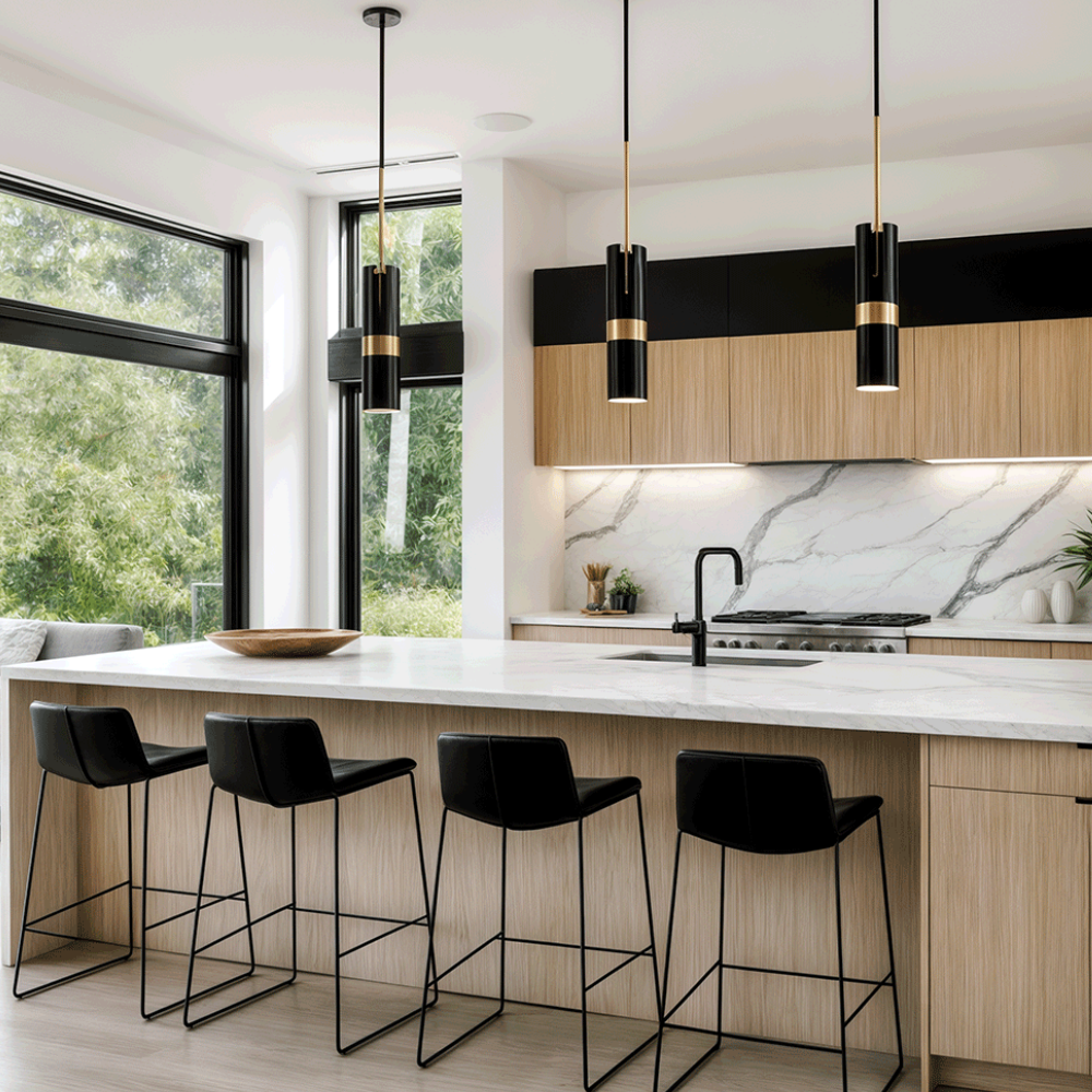 Lampe suspendue directionnelle réglable avec bande métallique - Moderne et minimaliste