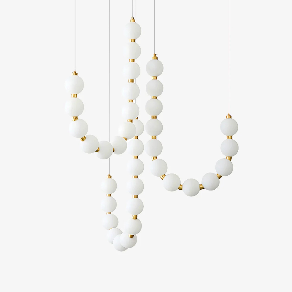 Hanging Ceiling Light with Acrylic Globes - Minimalist Sculptural Gold