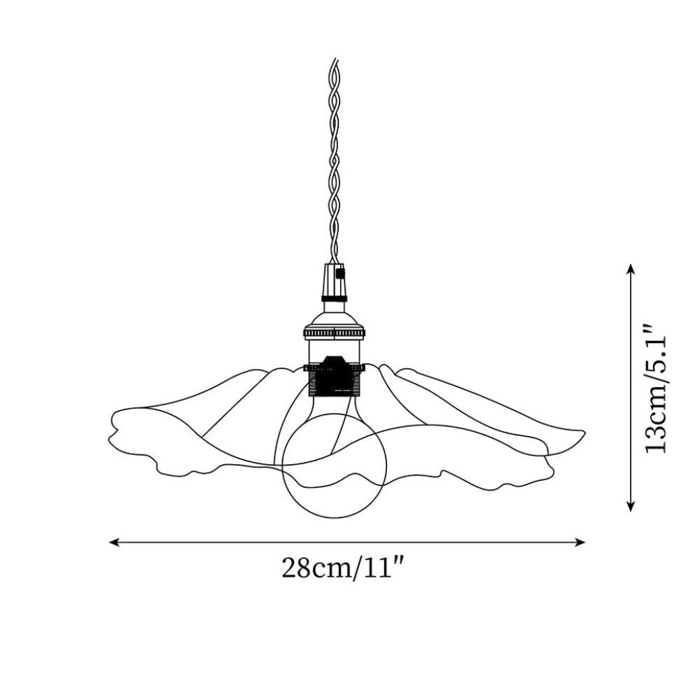 Ribbed Glass Flower Petal Pendant Light with Copper Hardware – Vintage Mid Century Style