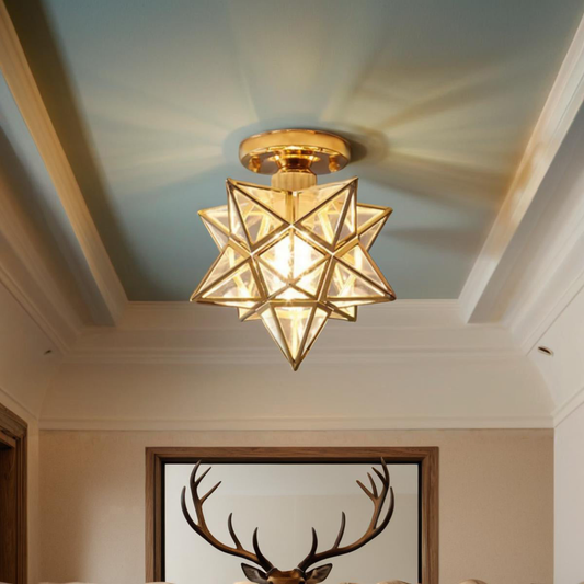Traditional Star Shape Flush Mount Light - Vintage Style Ceiling Light