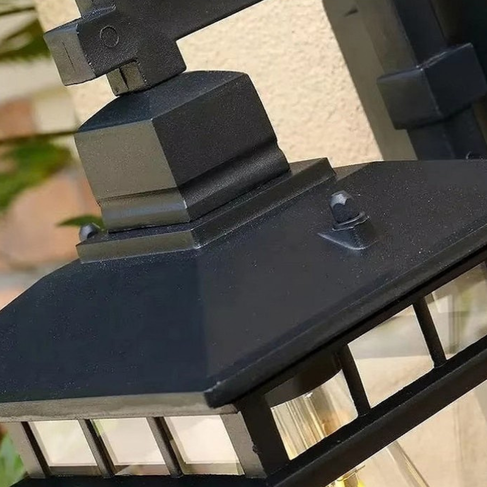 Die-Cast Aluminum Porch Light - Weather-Resistant Clear Glass Wall Lamp