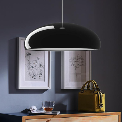 Aluminum Dome Pendant Light with Polycarbonate Diffuser - Mid Century