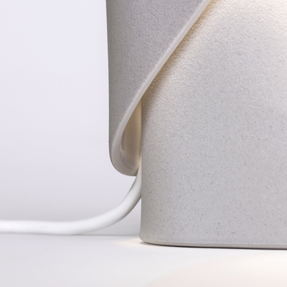 Metal Shield Table Lamp with Matte Resin Base - Nordic Desk Lighting