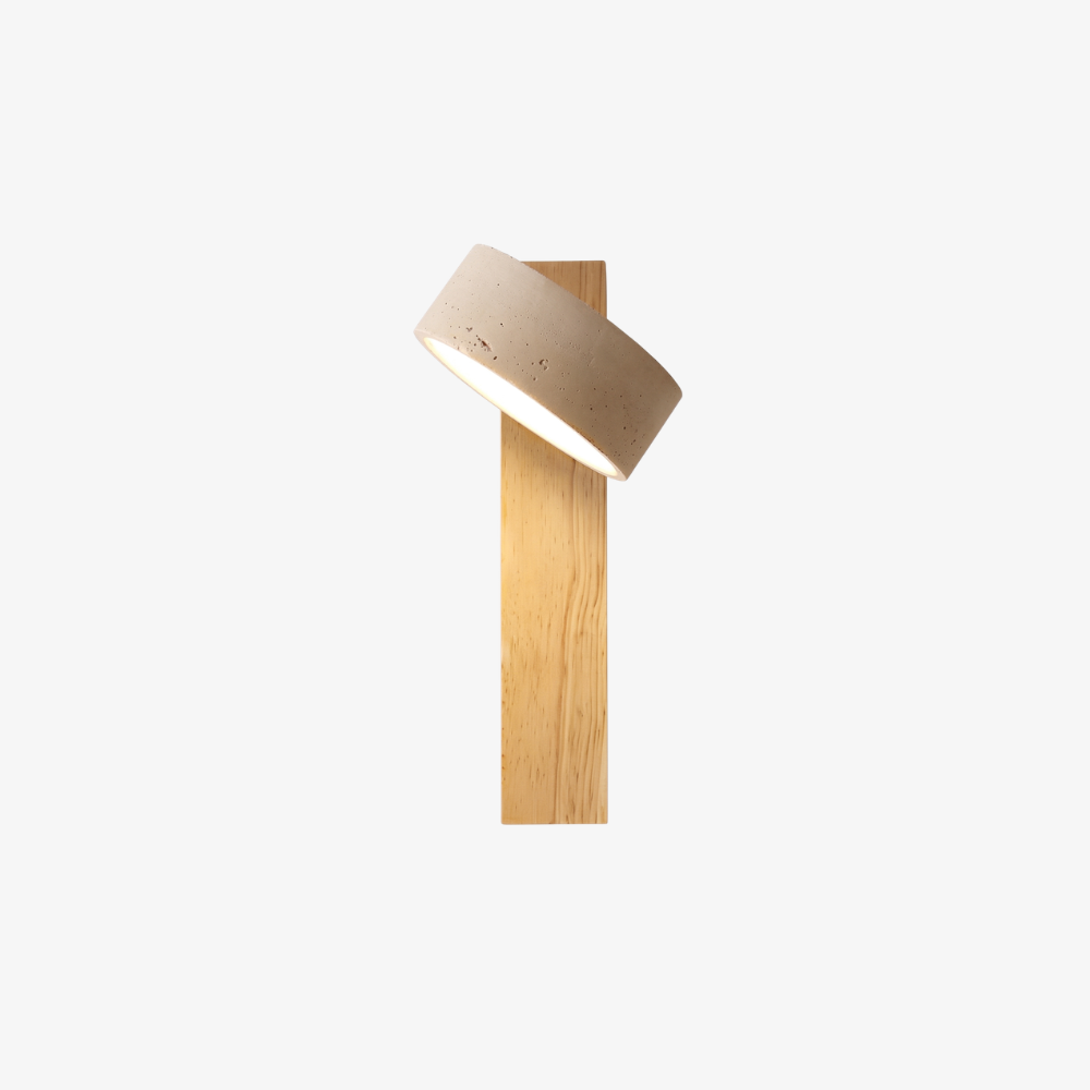 Applique murale verticale en pierre architecturale - Applique minimaliste en bois et travertin