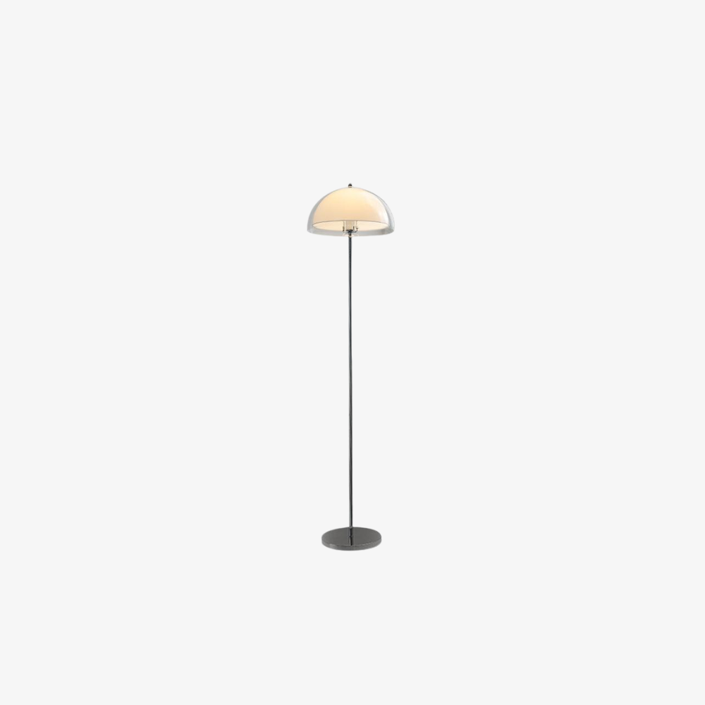 Stehlampe mit doppellagigem Acrylkuppel-Schirm und verchromtem Metallständer