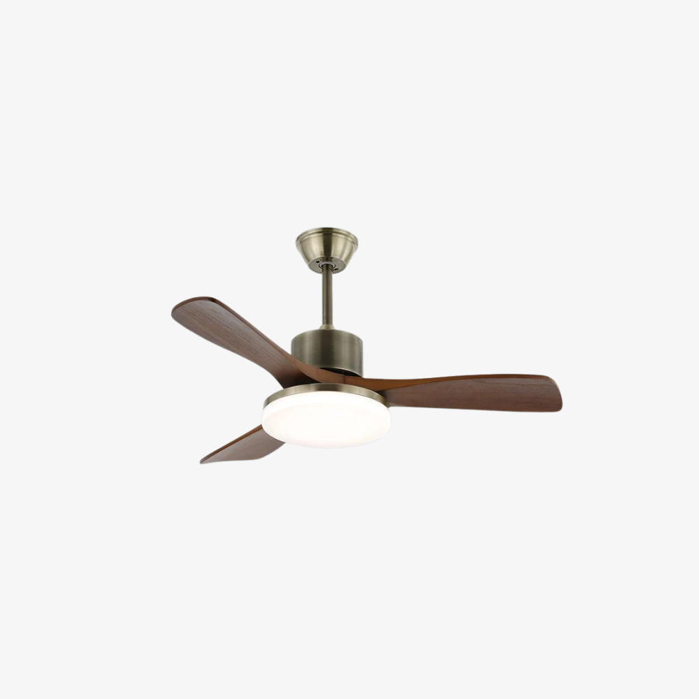 LED-Deckenventilator aus Metall und Holz mit 6-Gang-Fernbedienung – Modernes Design