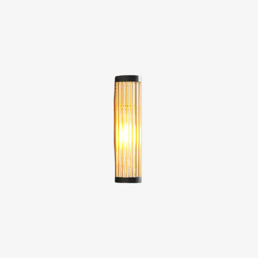 Entryway Light Fixtures with Ribbed Glass and Metal - Cylinder Sconce