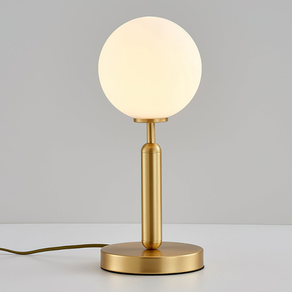 Modern Globe Table Lamp with Pill-Shaped Post - Mid-Century Orb Desk Light