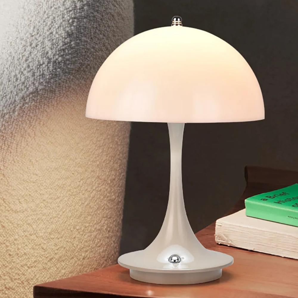 Tischlampe mit Pilzförmigem Schirm – Modernes Mid-Century Kabellos