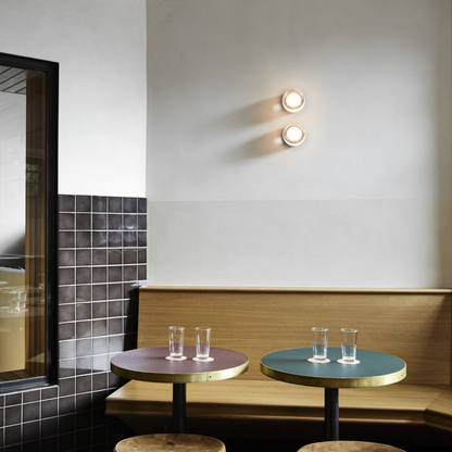 Round LED Wall Lamp with Textured Disk Shade - Modern Minimalist Sconce Light