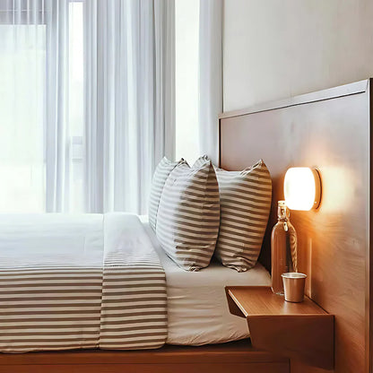 Round LED Wall Lamp with Textured Disk Shade - Modern Minimalist Sconce Light