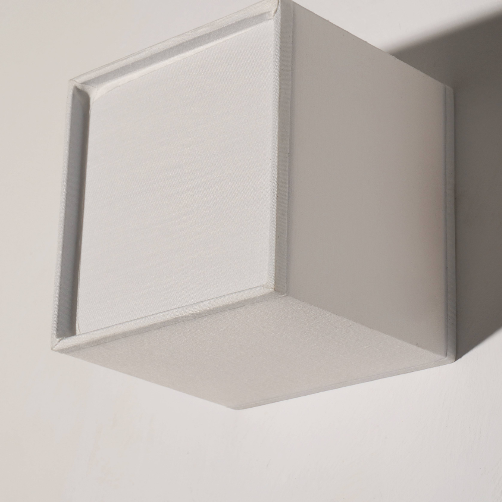 LED Cube Wall Sconce with Fabric Shade - Modern Japandi Style White