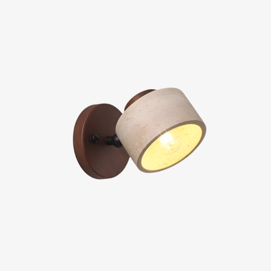 Architectural Adjustable Stone Wall Light - Minimalist Wood & Travertine Sconce