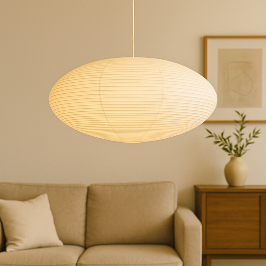 Modern Japanese Rice Paper Silk Cocoon Pendant Light - Noguchi Style