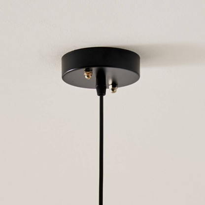 Scalloped Fabric Pendant Lamp - Modern Boho Beige Striped Ceiling Light