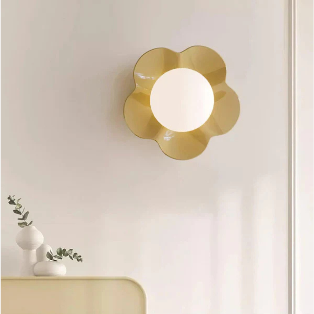 Wall Sconce with Flower Petal Metal Base - Modern Danish Pastel