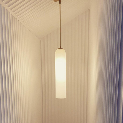 Cylinder Glass Pendant Light with Metal Downrod - Modern Art Deco