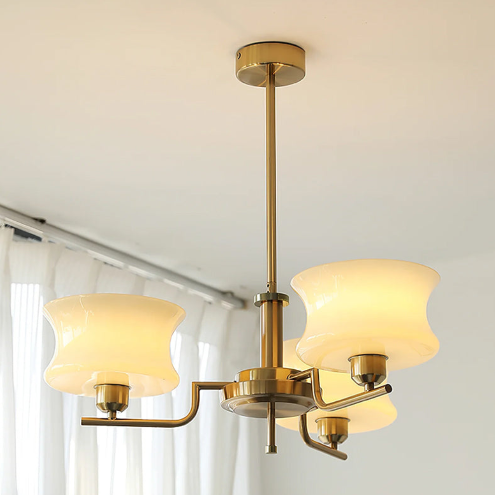Chandelier with Glass Bell Shades - Mid Century Modern  Light