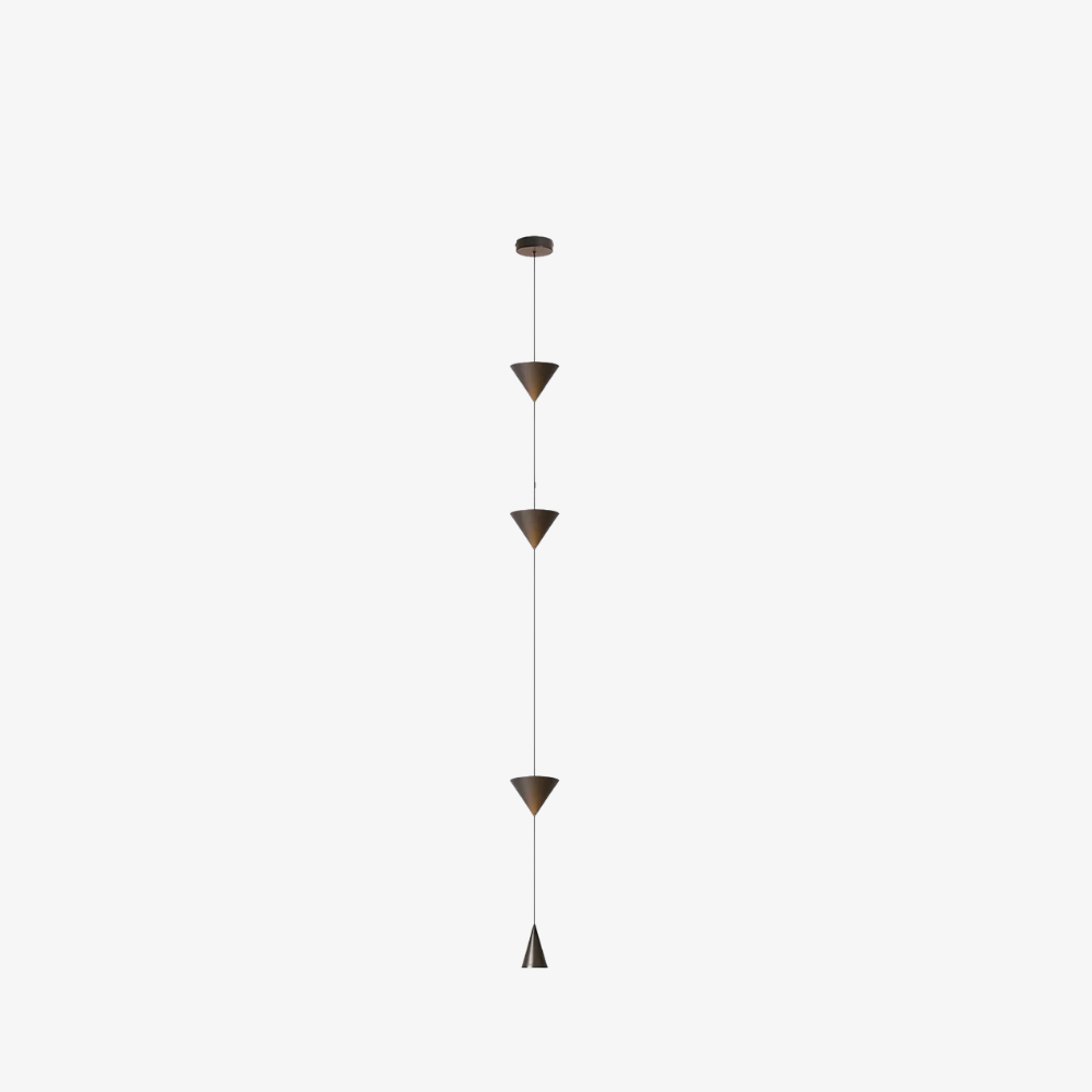 Lampadaire réglable avec câble du sol au plafond et cônes géométriques - Hautement moderne
