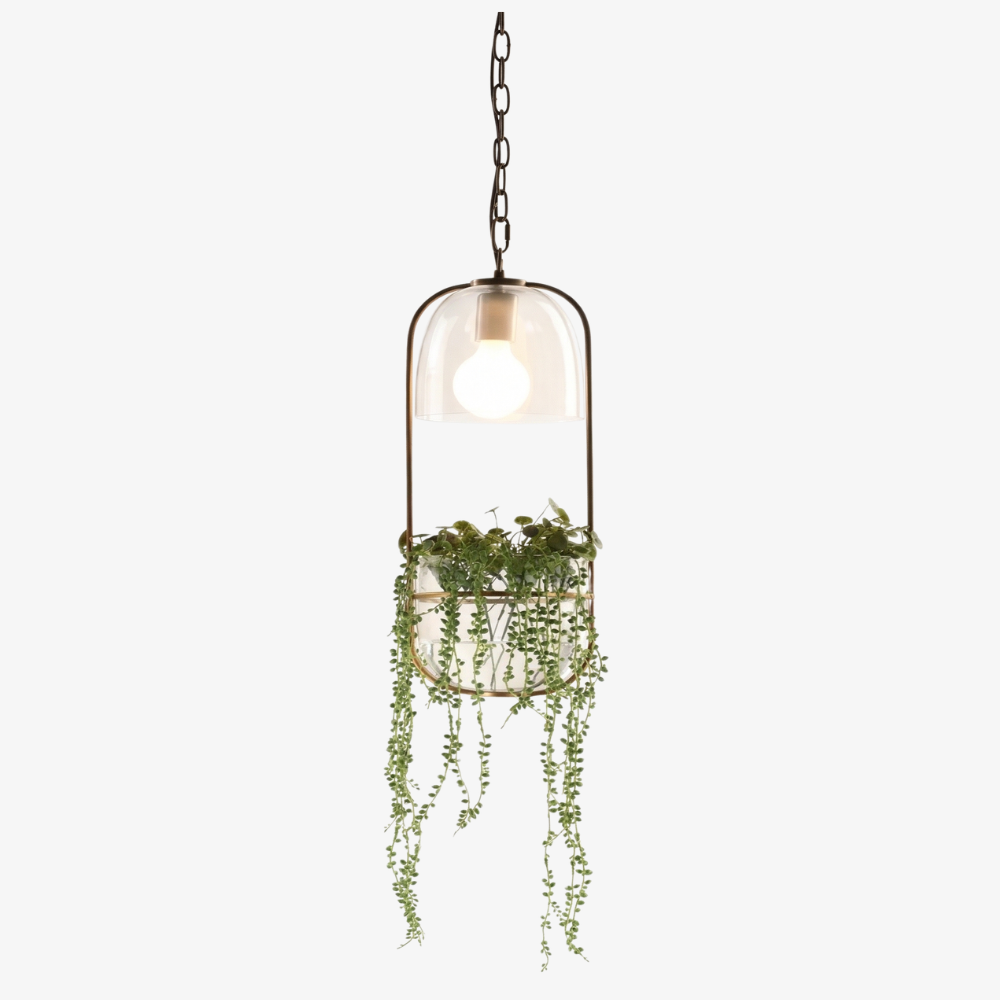 Moderne botanische Hängeleuchte – Goldene Glas-Schalen-Hängeleuchten