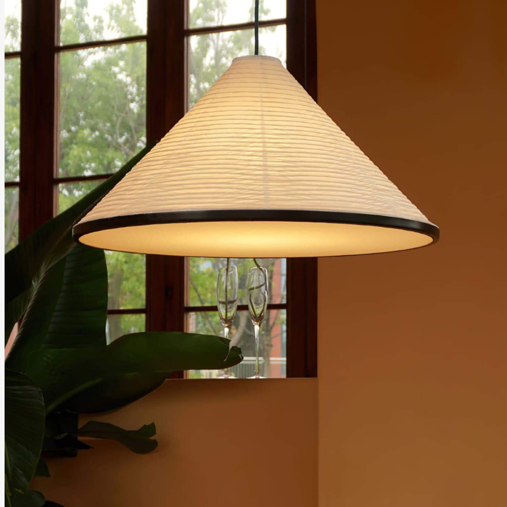 Japanese Washi Paper Pyramid Pendant Light - Japandi Style Decor