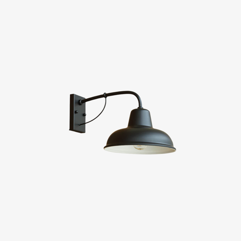Porch Light with Gooseneck Arm and Iron Barn Shade - Modern Farmhouse