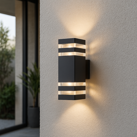 Modern Outdoor Black Box LED Wall Light - Up Down Sconce