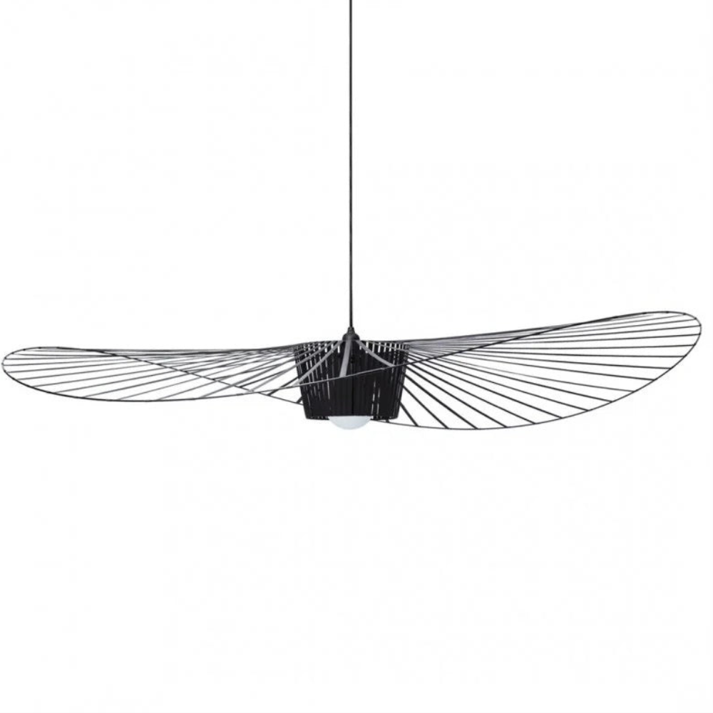 Ribbon Wave Pendant Light with Slotted Metal Frame - Modern Art Deco