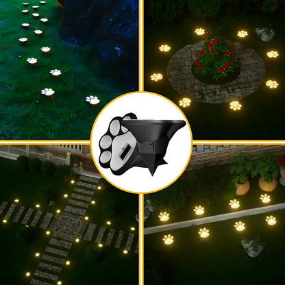 Solar Powered Paw Print Garden Lights - LED Outdoor Path Decor