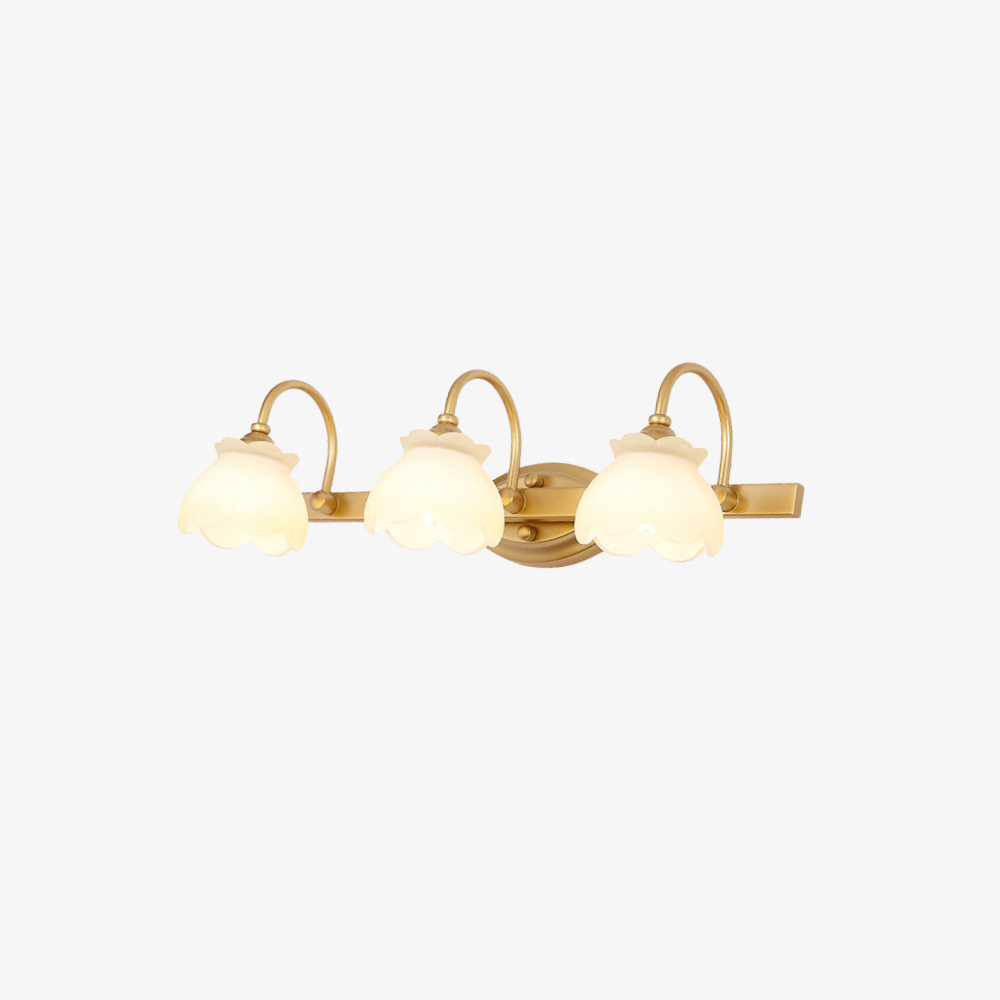 Bathroom lights above mirror with Arched Brass Arms and Frosted Glass - Colonial