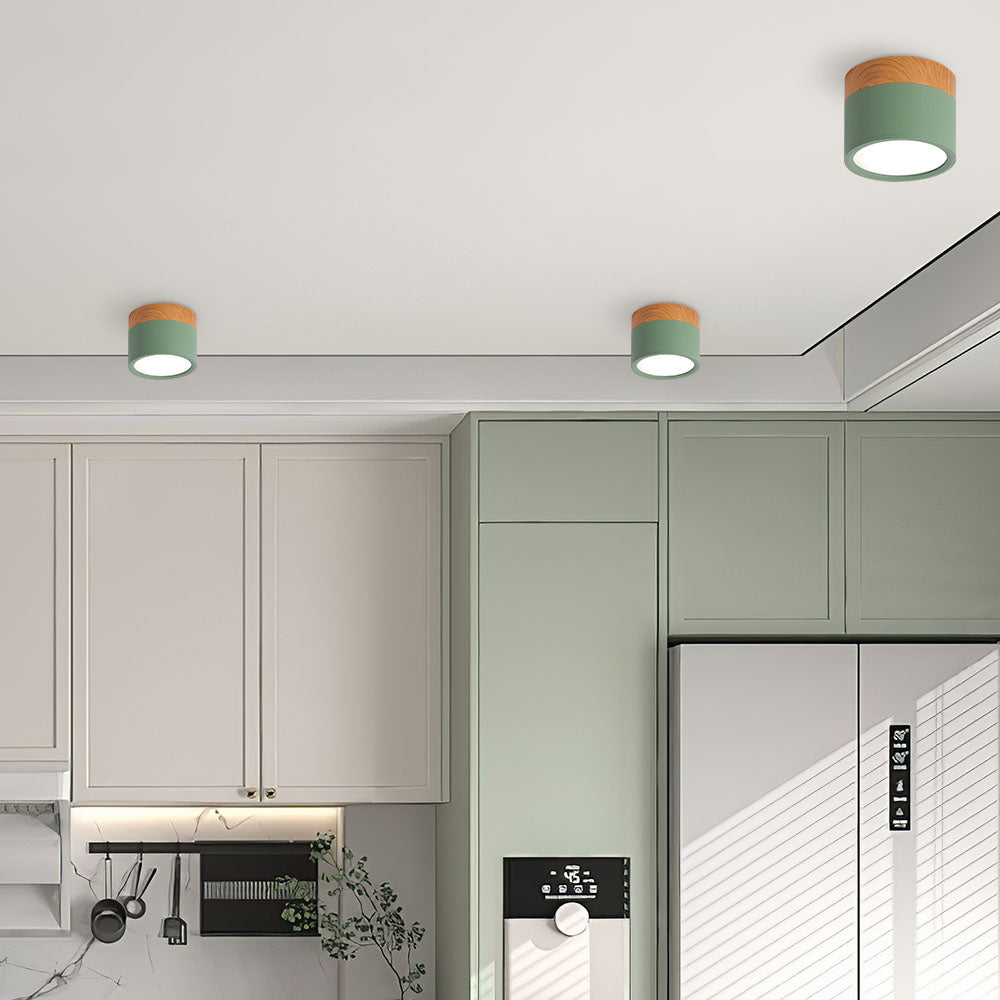 Button Wood Ceiling Light